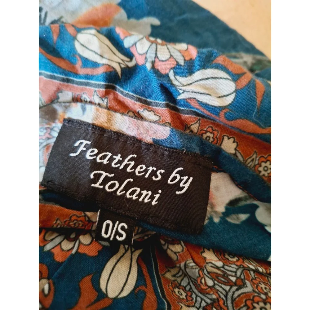 Feathers by Tolani Floral Print Size S womens Blue Orange kimono wrap shrug - Picture 4 of 7